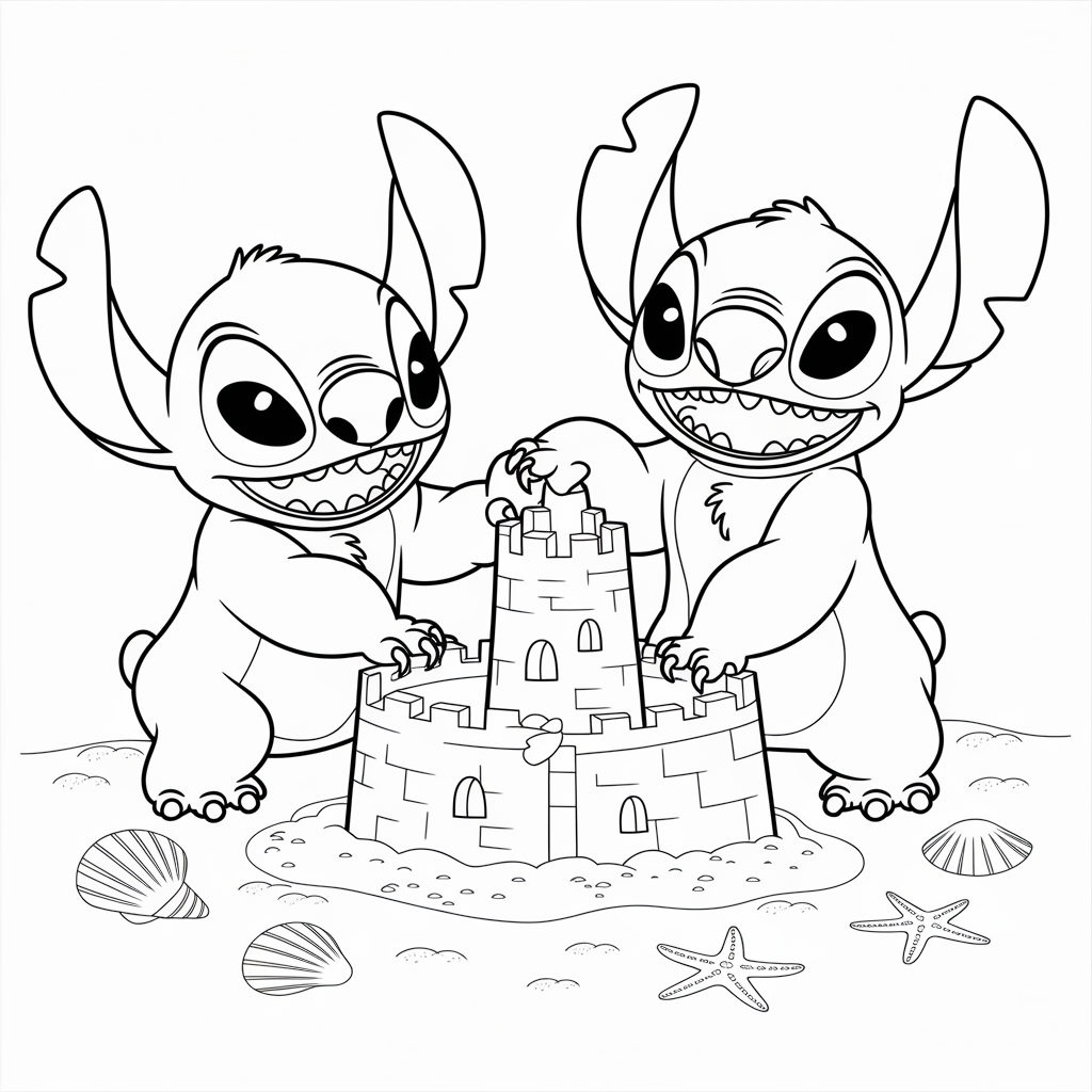  Lilo and Stitch Building Sandcastles 