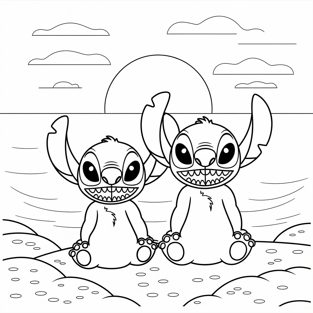 Lilo and Stitch Watching the Sunset 