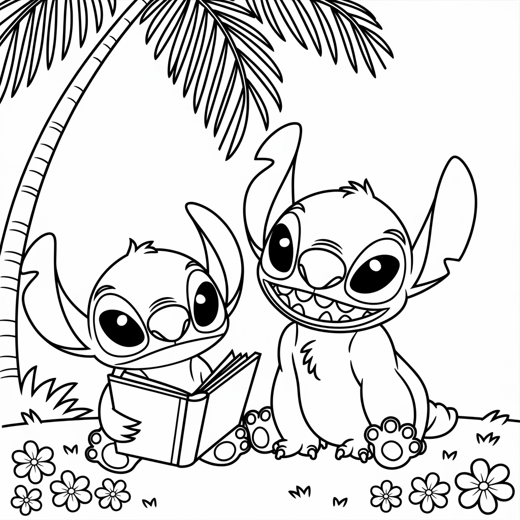 Lilo Reading to Stitch
