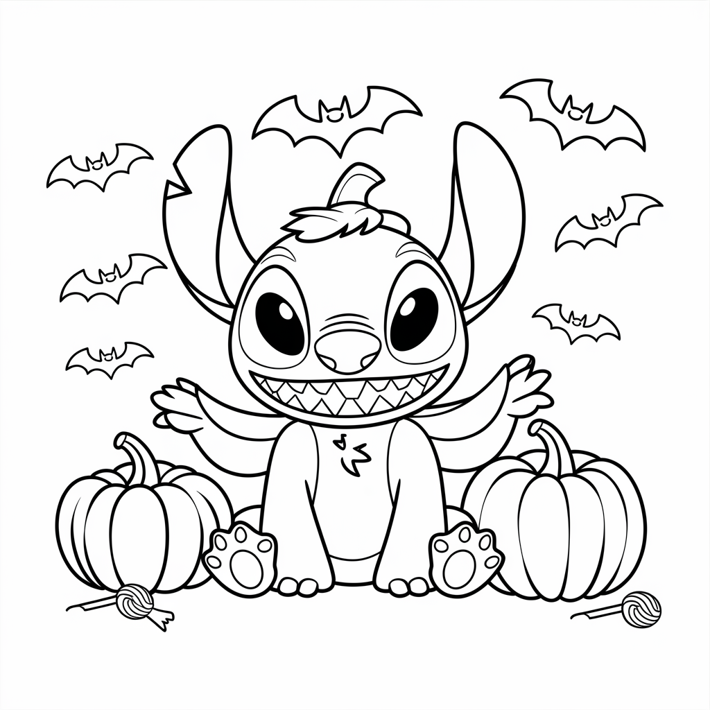  Halloween Stitch Coloring Page