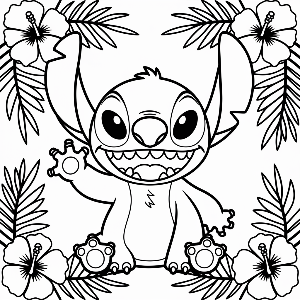 Kawaii Stitch Coloring Page 