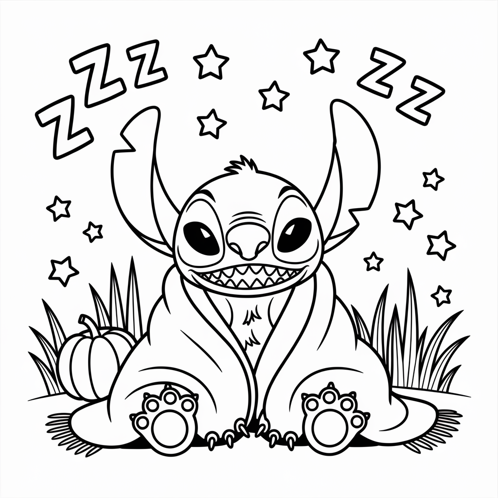  Sleepy Stitch Coloring Page 