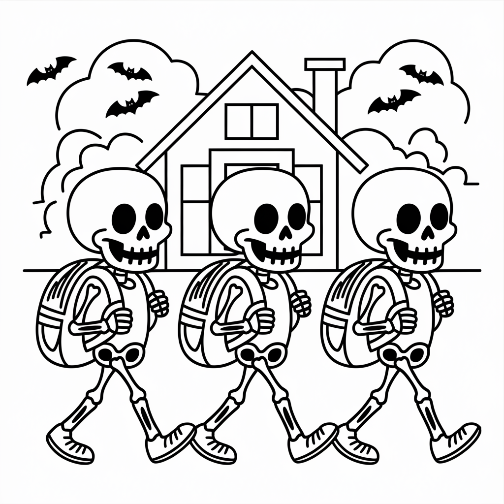 Back to School Skeleton Coloring Pages