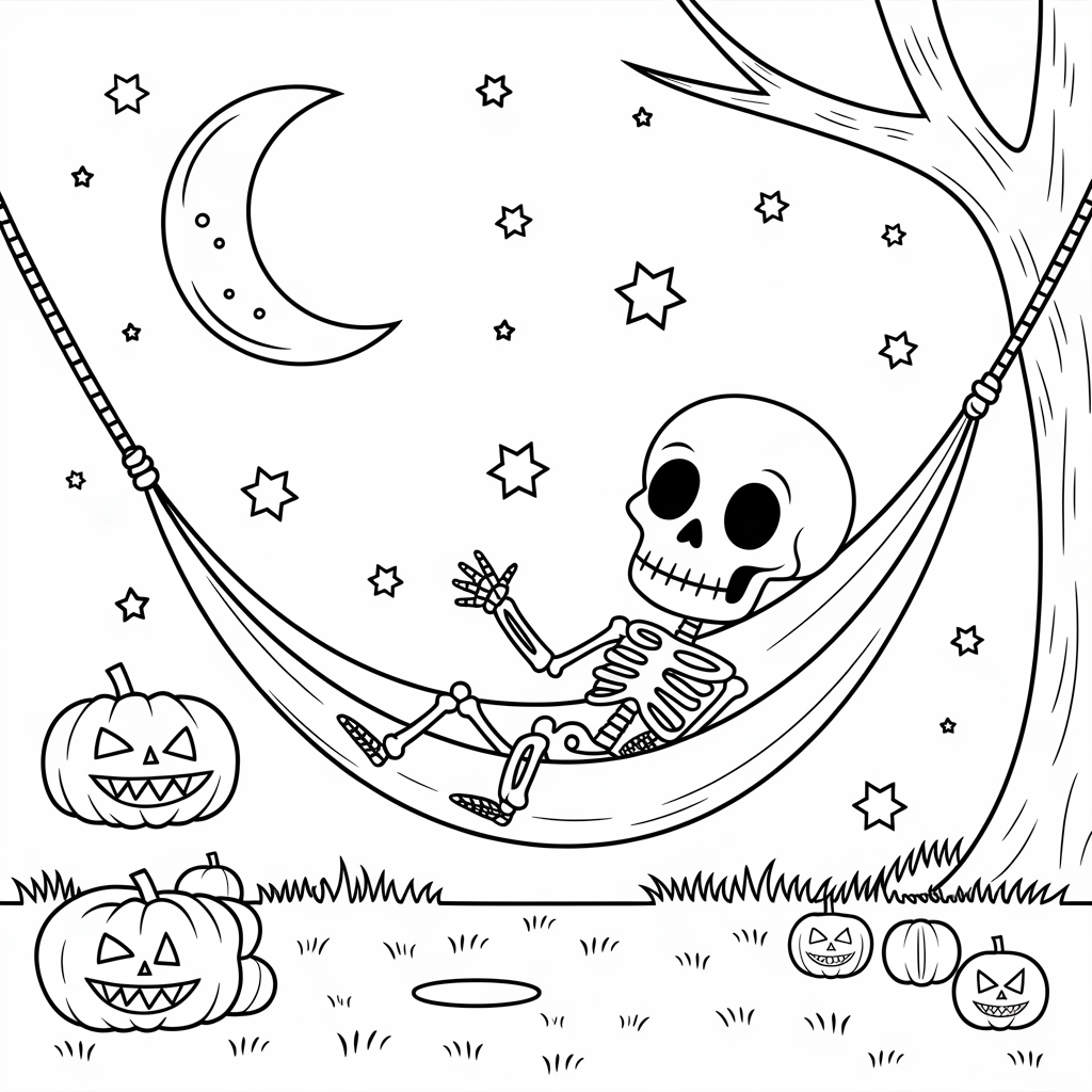 Relaxing Skeleton Coloring Page