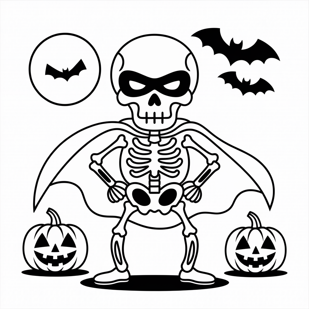 Superhero Skeleton Coloring Page 