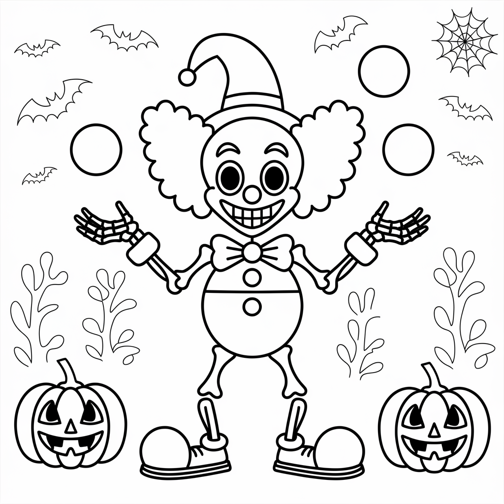 Circus Skeleton Clown Coloring Pages 