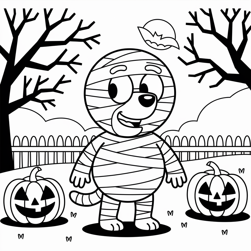 Free Bluey Mummy Halloween Coloring Pages 