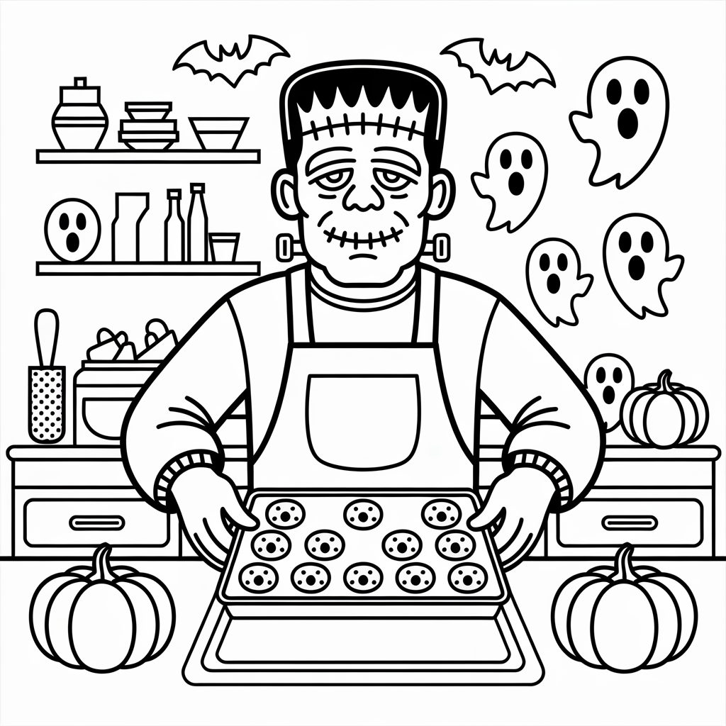 Frankenstein Baking Halloween Cookies