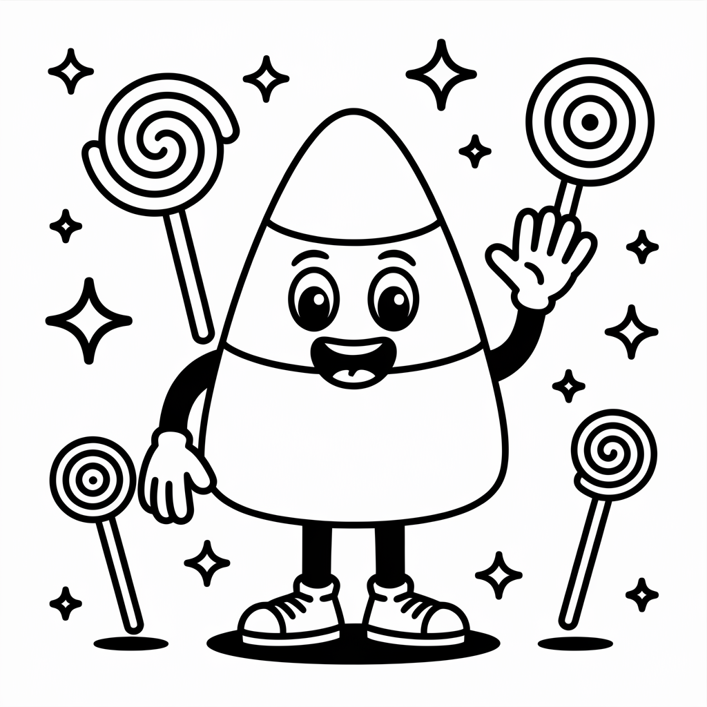  Sweet Candy Corn Halloween Coloring Page for Toddlers
