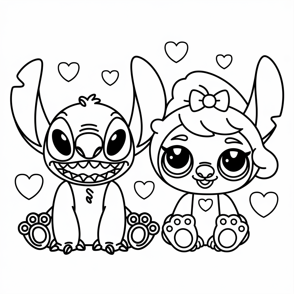 Stitch and Scrump Coloring Page