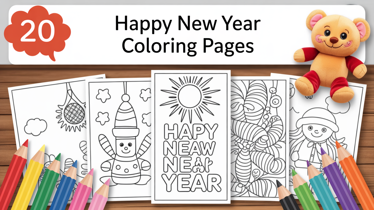 Happy new year coloring pages
