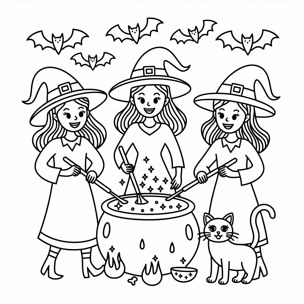 Witch Sisters Mixing Potions